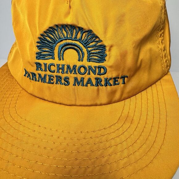 WELD MFG Richmond Farmers Market Nylon Hat Orange Teal Logo Adjustable Snapback - Picture 2 of 6